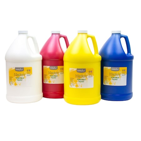 Handy Art Little Masters Tempera Paint, Gallon, 4 Colors White, Yellow, Red, Blue 882-731